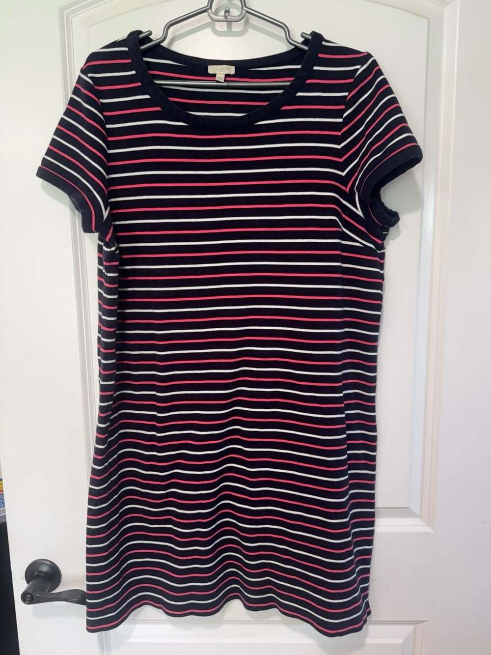 Preppy Striped T Shirt Dress Navy Pink White Coastal Casual Women’s XL